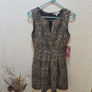 Emerald Sundae Black and Cream Patterned Mini Dress